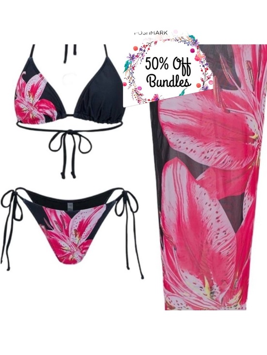 Other - Floral Pink and Black Bikini Set